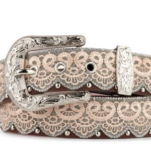 Angel Ranch Embroidered Lace Glitz Leather Belt